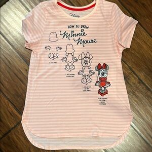 Disney Minnie Mouse Pink and White Striped Tee